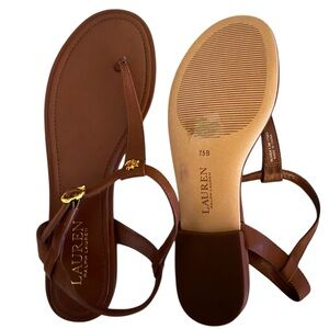 Lauren Ralph Lauren Brown Leather Sandals with Ankle Straps, in great condition.